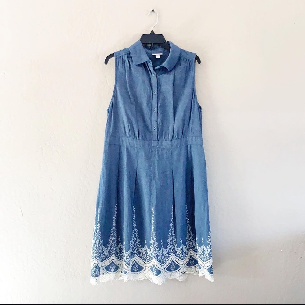 🌿Final Sale‎ 
Westport 1962 Lace Trim Blue Dress